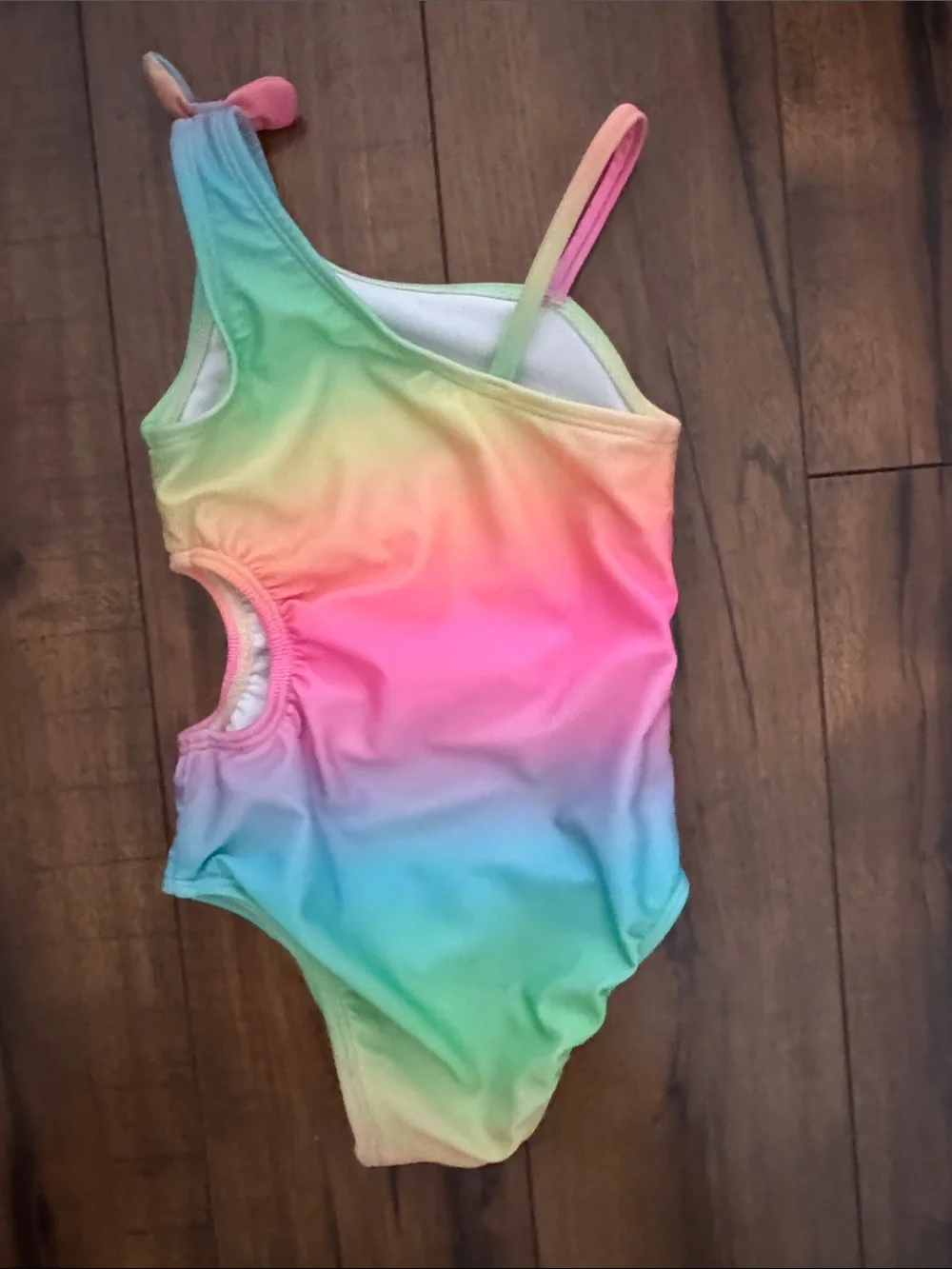 Cat & Jack Rainbow Gradient One-Shoulder Swimsuit